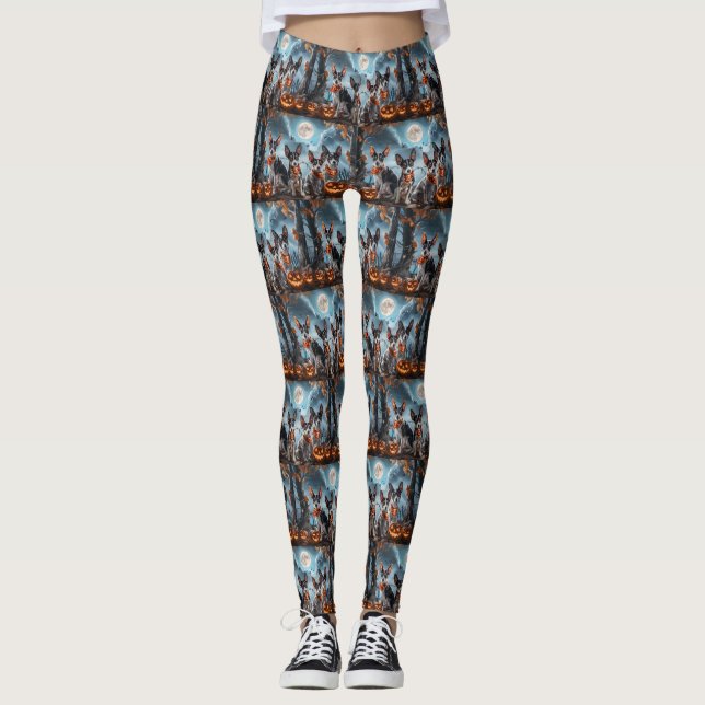 Råtta Terrier Halloween Spooky Leggings (Framsida)