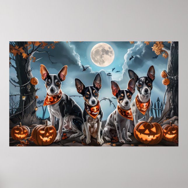 Råtta Terrier Halloween Spooky Poster (Framsidan)