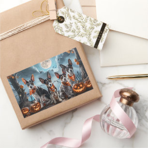 Råtta Terrier Halloween Spooky Rektangulärt Klistermärke