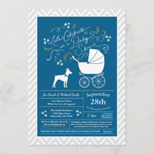 Råtta Terrier Hund Baby Shower Blue Boy Inbjudningar