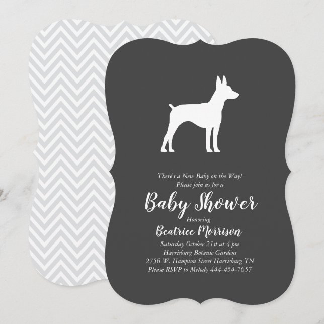 Råtta Terrier Hund Baby Shower Gender Neutral Inbjudningar (Fram/baksida)