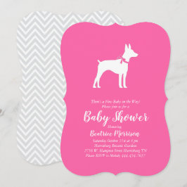 Råtta Terrier Hund Baby Shower Rosa Girl Inbjudningar