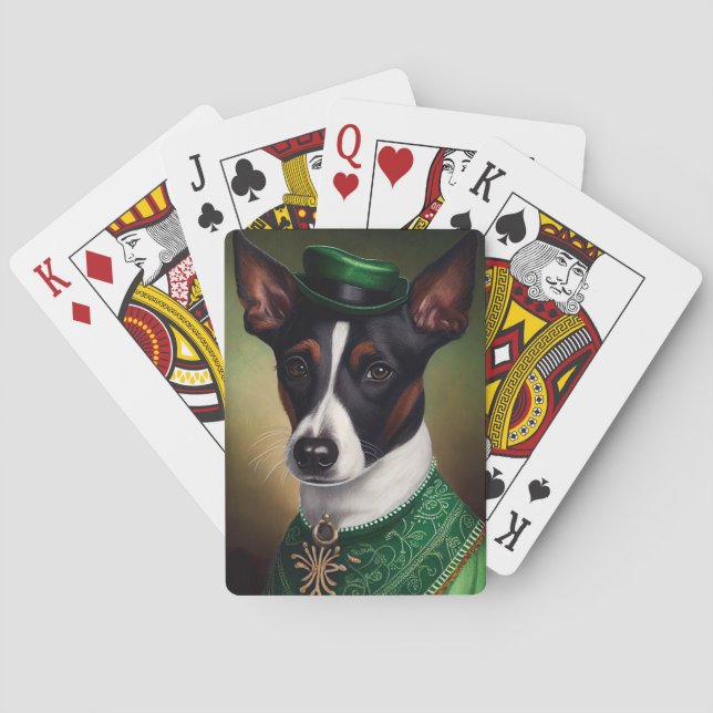 Råtta Terrier Hund i St. Patrick Dress Casinokort (Baksidan)