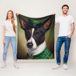 Råtta Terrier Hund i St. Patrick Dress Fleecefilt
