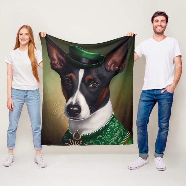 Råtta Terrier Hund i St. Patrick Dress Fleecefilt (På plats)