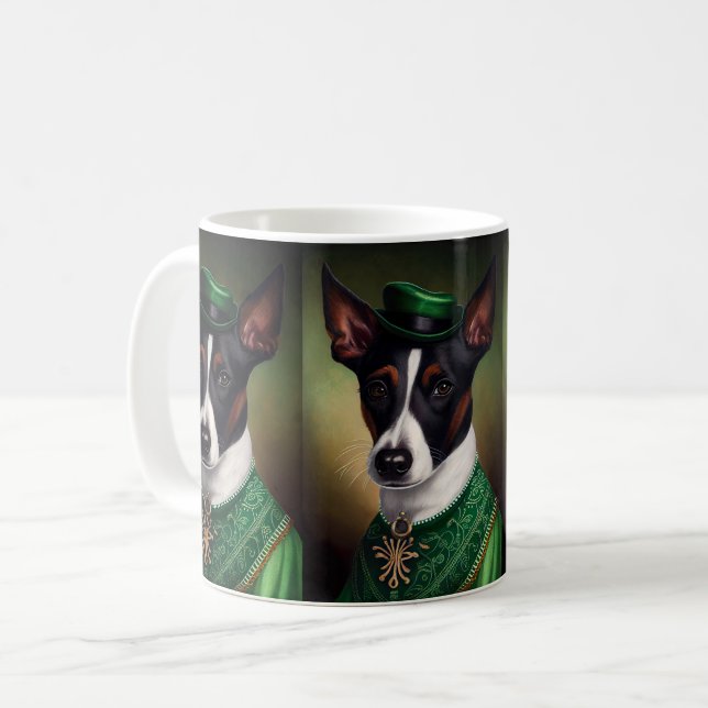 Råtta Terrier Hund i St. Patrick Dress Kaffemugg (Framsida vänster)