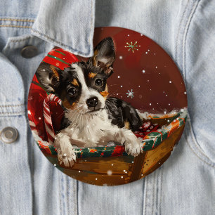 Råtta Terrier Hund jul - helgdag Knapp