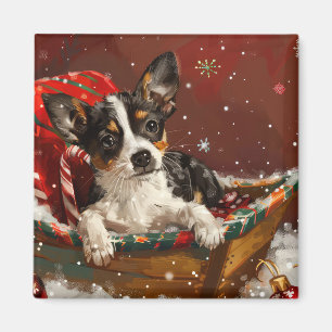 Råtta Terrier Hund jul - helgdag Magnet