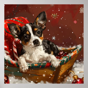 Råtta Terrier Hund jul - helgdag Poster