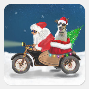 Råtta Terrier Hund jul Jultomten Fyrkantigt Klistermärke