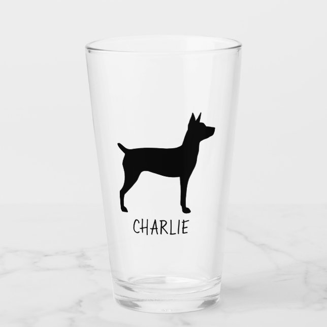 Råtta Terrier Hund Silhouette Personlig Drinking Glaskopp (Framsida)