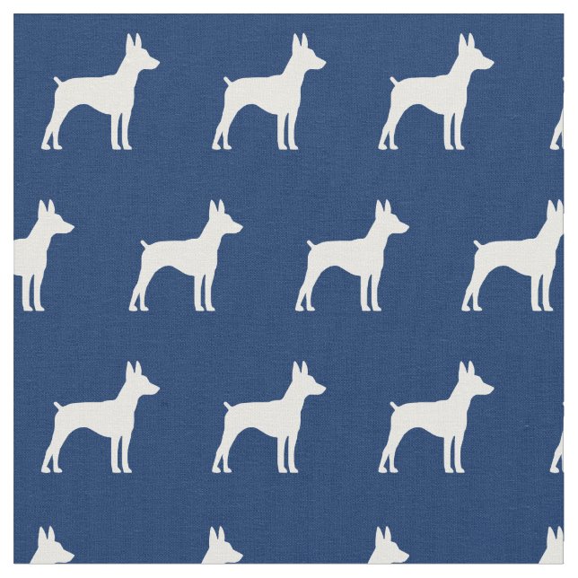Råtta Terrier Hund Silhouette Pet Navy Blue Tyg (Närbild)