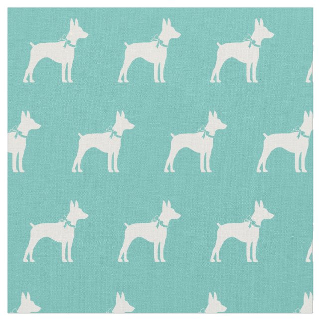 Råtta Terrier Hund Silhouette Pet Teal Tyg (Närbild)