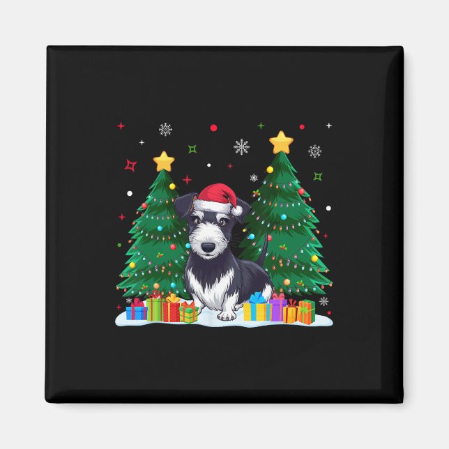 Råtta Terrier Hundälskare Santa Hat Ugly jul Sw Magnet (Framsidan)