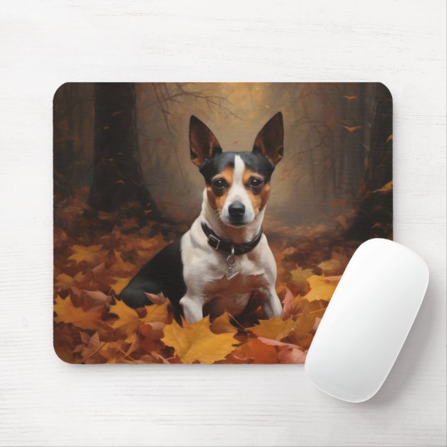 Råtta Terrier i Höst löv Fall Inspire Musmatta (Med mus)