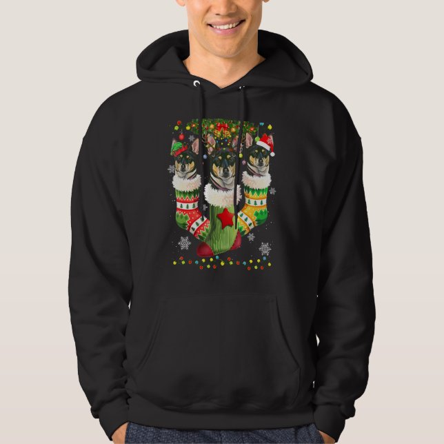 Råtta Terrier jul-sockel Träd Light Julafton Santa Hoodie (Framsida)