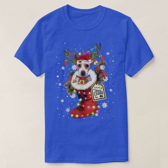 Råtta Terrier Julafton Boot jul Sock Winter Snö T Shirt (Design framsida)