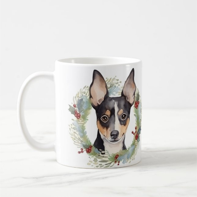 Råtta Terrier-julafton Valp Kaffemugg (Vänster)