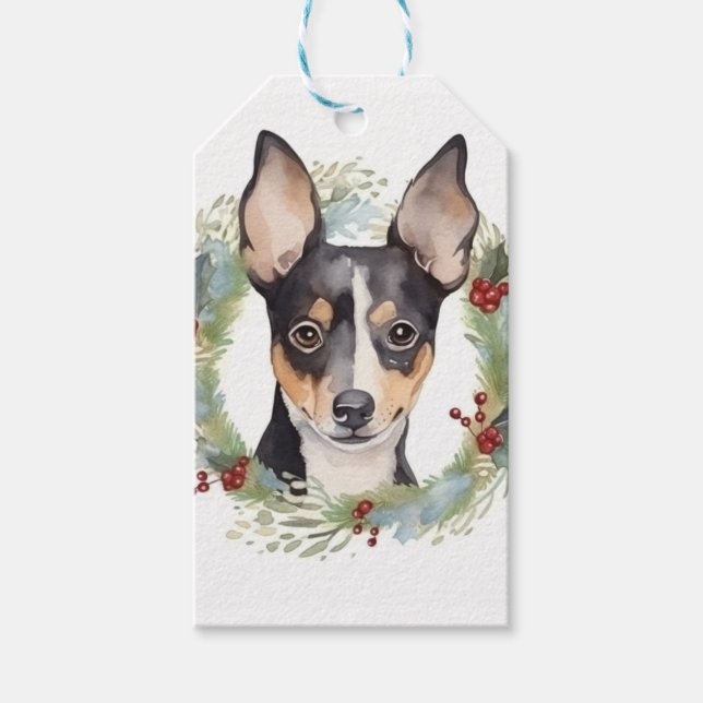 Råtta Terrier-julafton Valp Presentetikett (Framsidan)