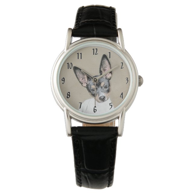 Råtta Terrier-målning - Cute Original Hund Art Armbandsur (Framsida)