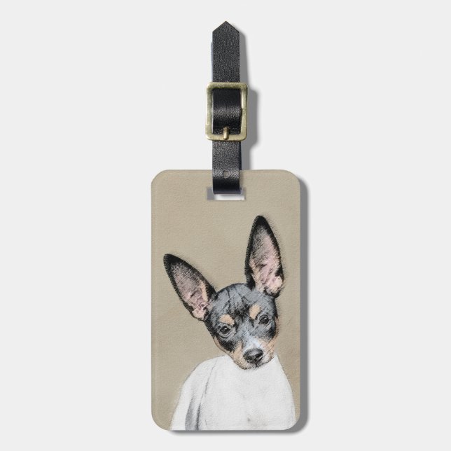 Råtta Terrier målning - Cute Original Hund Art Bagagebricka (Vertikal Framsida)