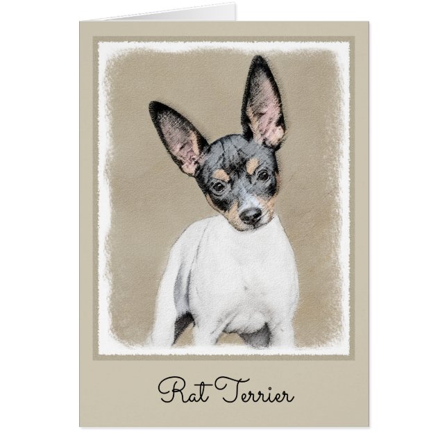 Råtta Terrier-målning - Cute Original Hund Art Hälsningskort (Framsidan)