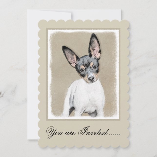 Råtta Terrier-målning - Cute Original Hund Art Inbjudningar (Framsida)