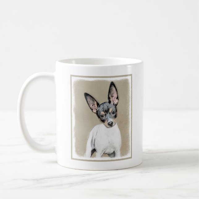 Råtta Terrier-målning - Cute Original Hund Art Kaffemugg (Vänster)