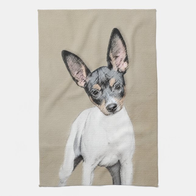 Råtta Terrier-målning - Cute Original Hund Art Kökshandduk (Vertikal)
