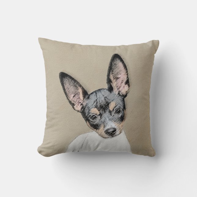 Råtta Terrier-målning - Cute Original Hund Art Kudde (Framsida)
