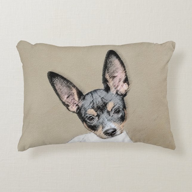 Råtta Terrier-målning - Cute Original Hund Art Prydnadskudde (Framsidan)