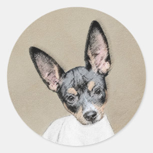 Råtta Terrier-målning - Cute Original Hund Art Runt Klistermärke