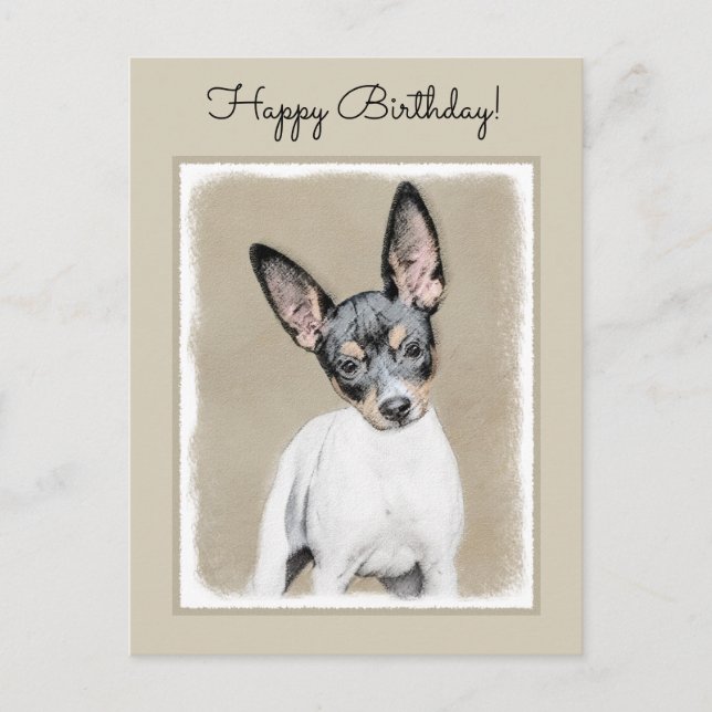 Råtta Terrier-målning - Cute Original Hund Art Vykort (Framsida)
