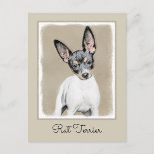 Råtta Terrier-målning - Cute Original Hund Art Vykort