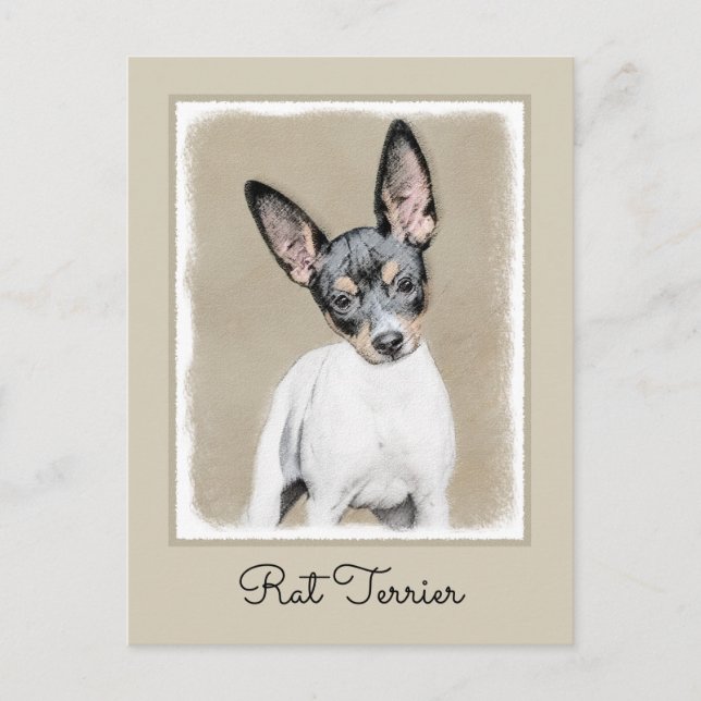 Råtta Terrier-målning - Cute Original Hund Art Vykort (Framsida)