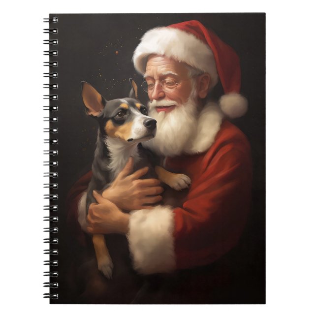 Råtta Terrier med Jultomten julafton Anteckningsbok (Framsidan)