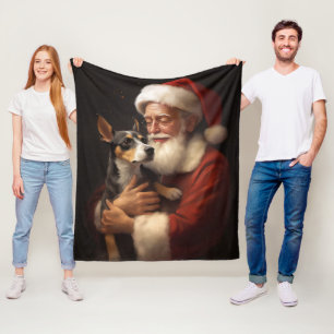 Råtta Terrier med Jultomten julafton Fleecefilt