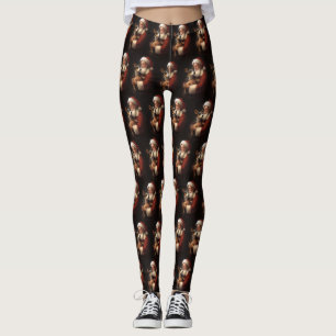 Råtta Terrier med Jultomten julafton Leggings
