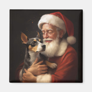 Råtta Terrier med Jultomten julafton Magnet