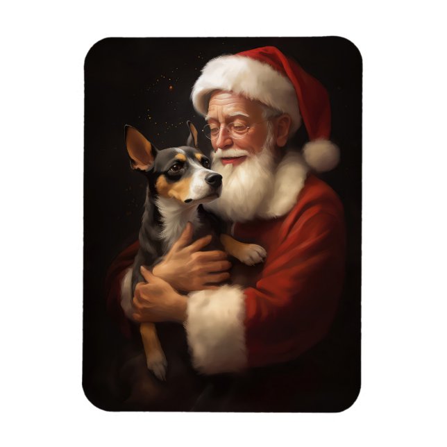 Råtta Terrier med Jultomten julafton Magnet (Vertikal)