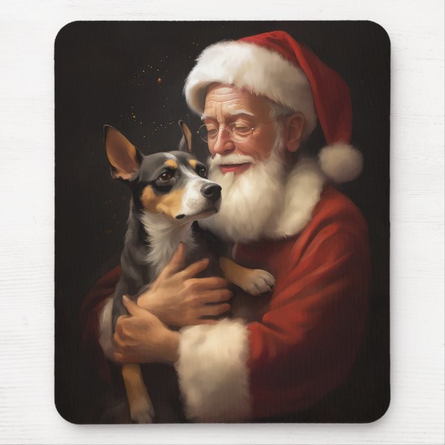 Råtta Terrier med Jultomten julafton Musmatta (Framsidan)