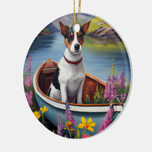 Råtta Terrier på en Paddle: En kristen Äventyr Julgransprydnad Keramik