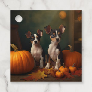 Råtta Terrier Puppy Autumn Delight Pumpkin Gåvor Etiketter