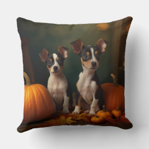 Råtta Terrier Puppy Autumn Delight Pumpkin Kudde