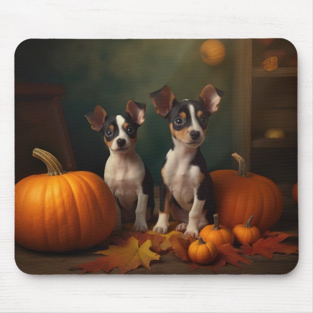 Råtta Terrier Puppy Autumn Delight Pumpkin Musmatta (Framsidan)