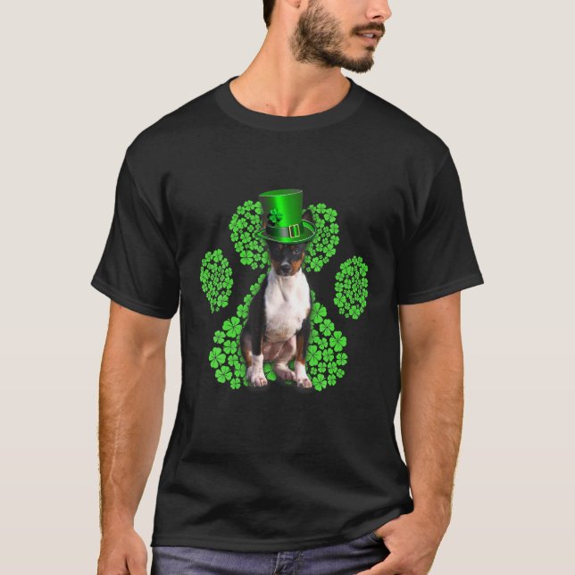 Råtta Terrier Shamrock Tass Klöver St patrick's da T Shirt (Framsida)