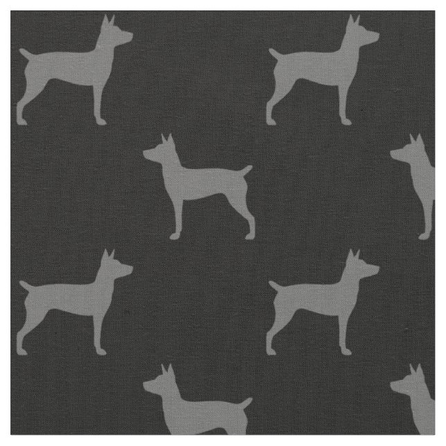 Råtta Terrier Silhouettes Grått och Black Patterne Tyg (Närbild)