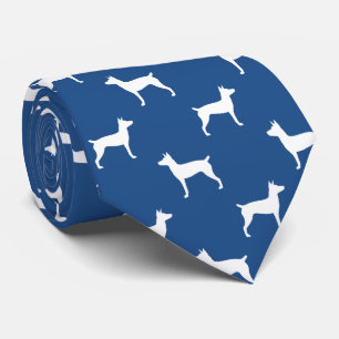Råtta Terrier Silhouettes Mönster Blue och White Slips