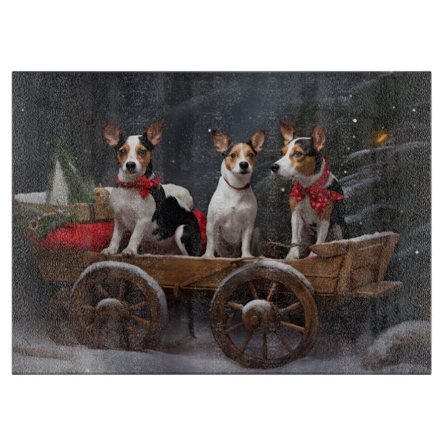 Råtta Terrier Snowy Sleigh-juldekretet (Framsidan)