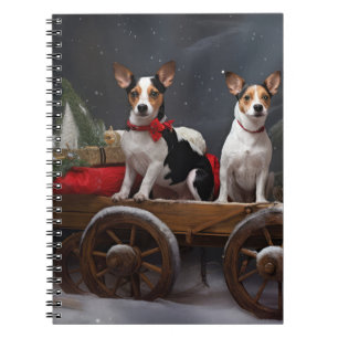 Råtta Terrier Snowy Sleigh-juldekretet Anteckningsbok